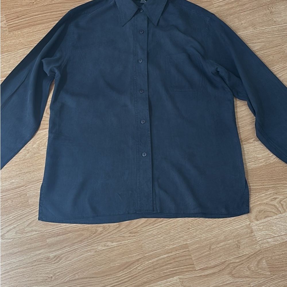 Navy formal Silk Shirt size S , almost brand new condition .